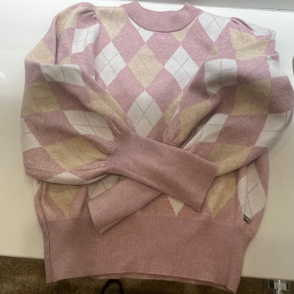 Buffalo David Bitton Pink and Cream Argyle Sweater - Picture 10 of 13
